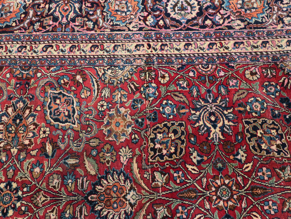 Vintage Persian Mashad Carpet, No.24277 - Staging