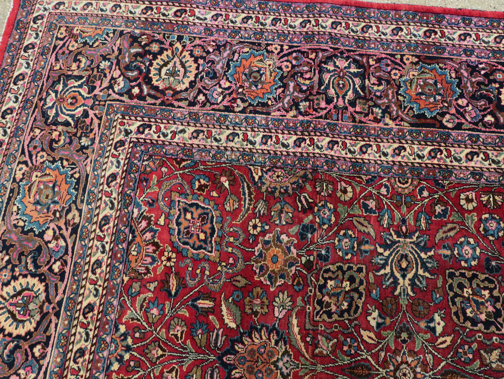 Vintage Persian Mashad Carpet, No.24277 - Staging