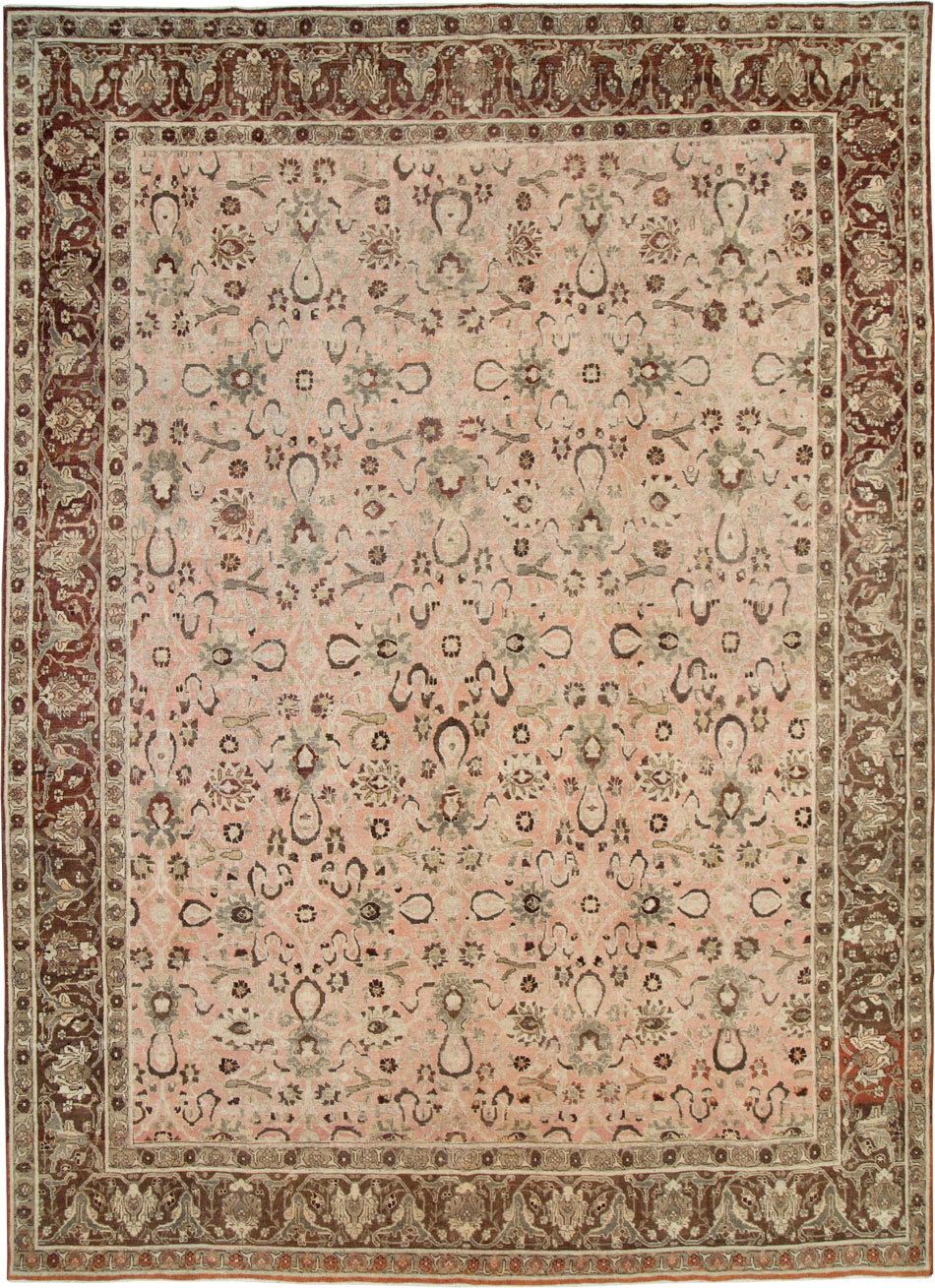 Antique Persian Tabriz Room Size Carpet, No.24290 - Staging