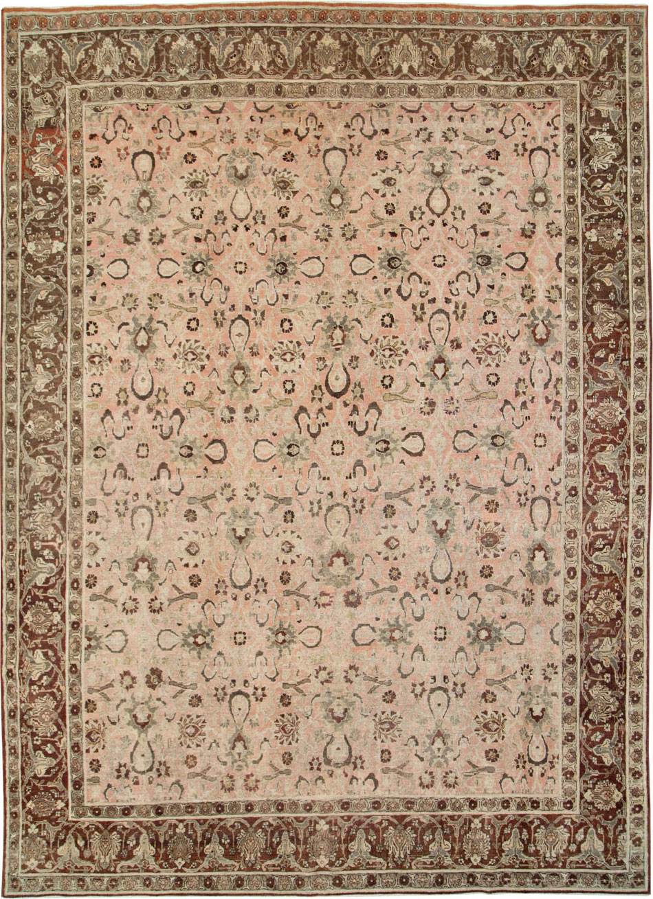 Antique Persian Tabriz Room Size Carpet, No.24290 - Staging