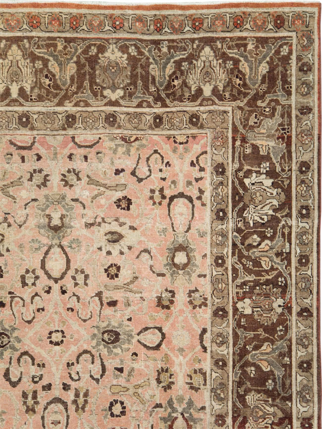 Antique Persian Tabriz Room Size Carpet, No.24290 - Staging