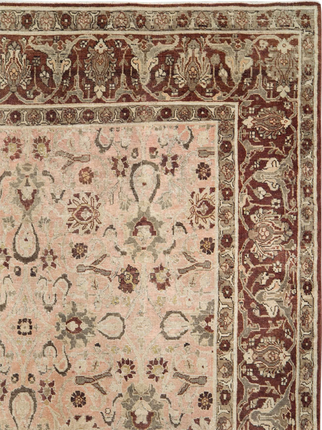 Antique Persian Tabriz Room Size Carpet, No.24290 - Staging