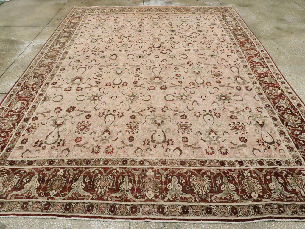 Antique Persian Tabriz Room Size Carpet, No.24290 - Staging