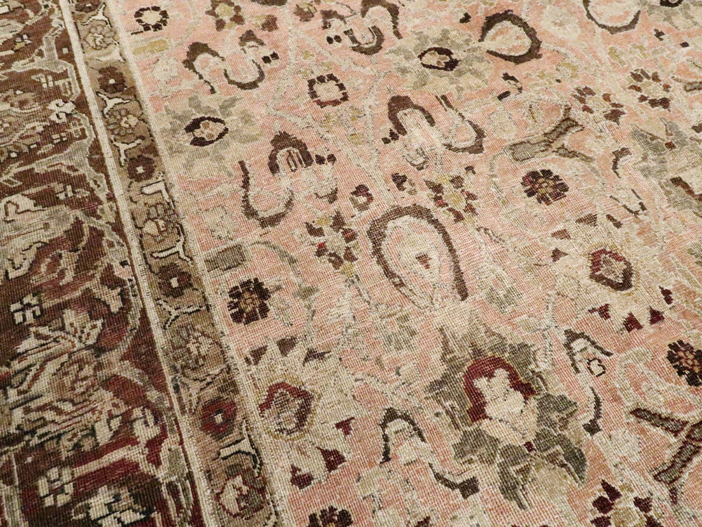 Antique Persian Tabriz Room Size Carpet, No.24290 - Staging