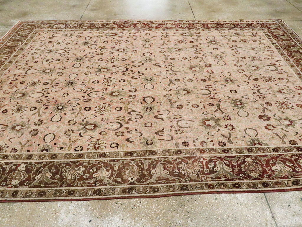 Antique Persian Tabriz Room Size Carpet, No.24290 - Staging
