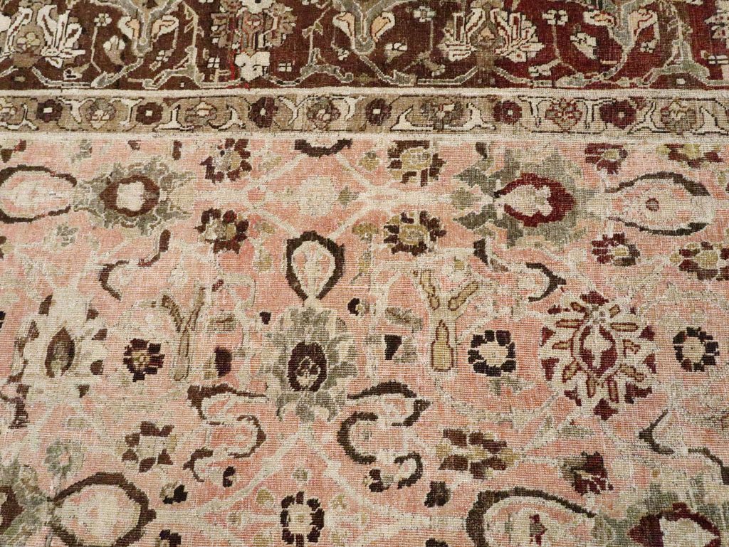 Antique Persian Tabriz Room Size Carpet, No.24290 - Staging