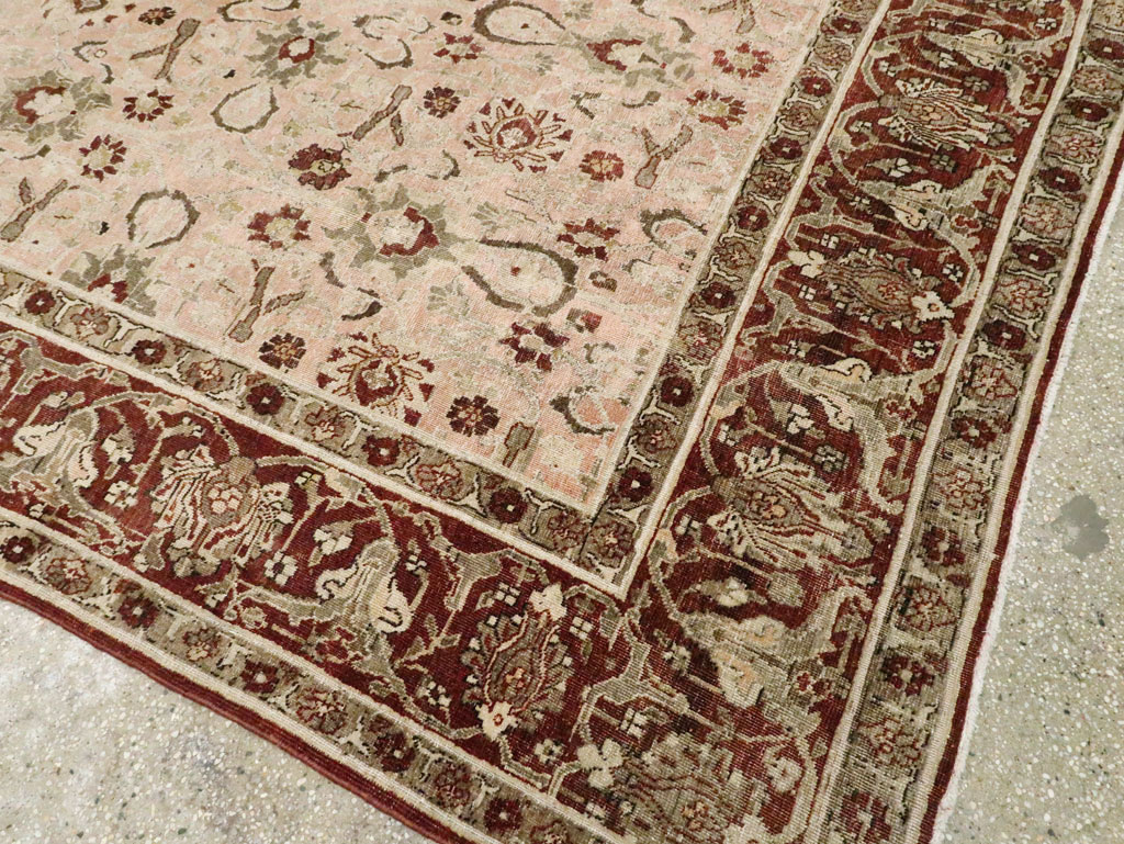 Antique Persian Tabriz Room Size Carpet, No.24290 - Staging