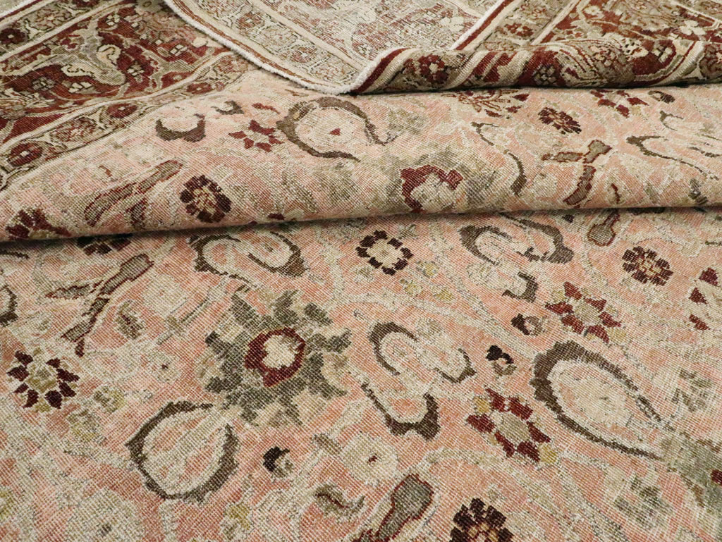 Antique Persian Tabriz Room Size Carpet, No.24290 - Staging