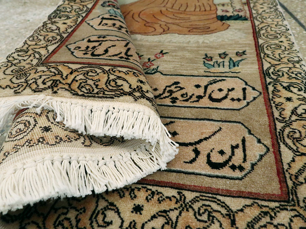 Vintage Persian Tabriz Pictorial Rug, No.24293 - Staging