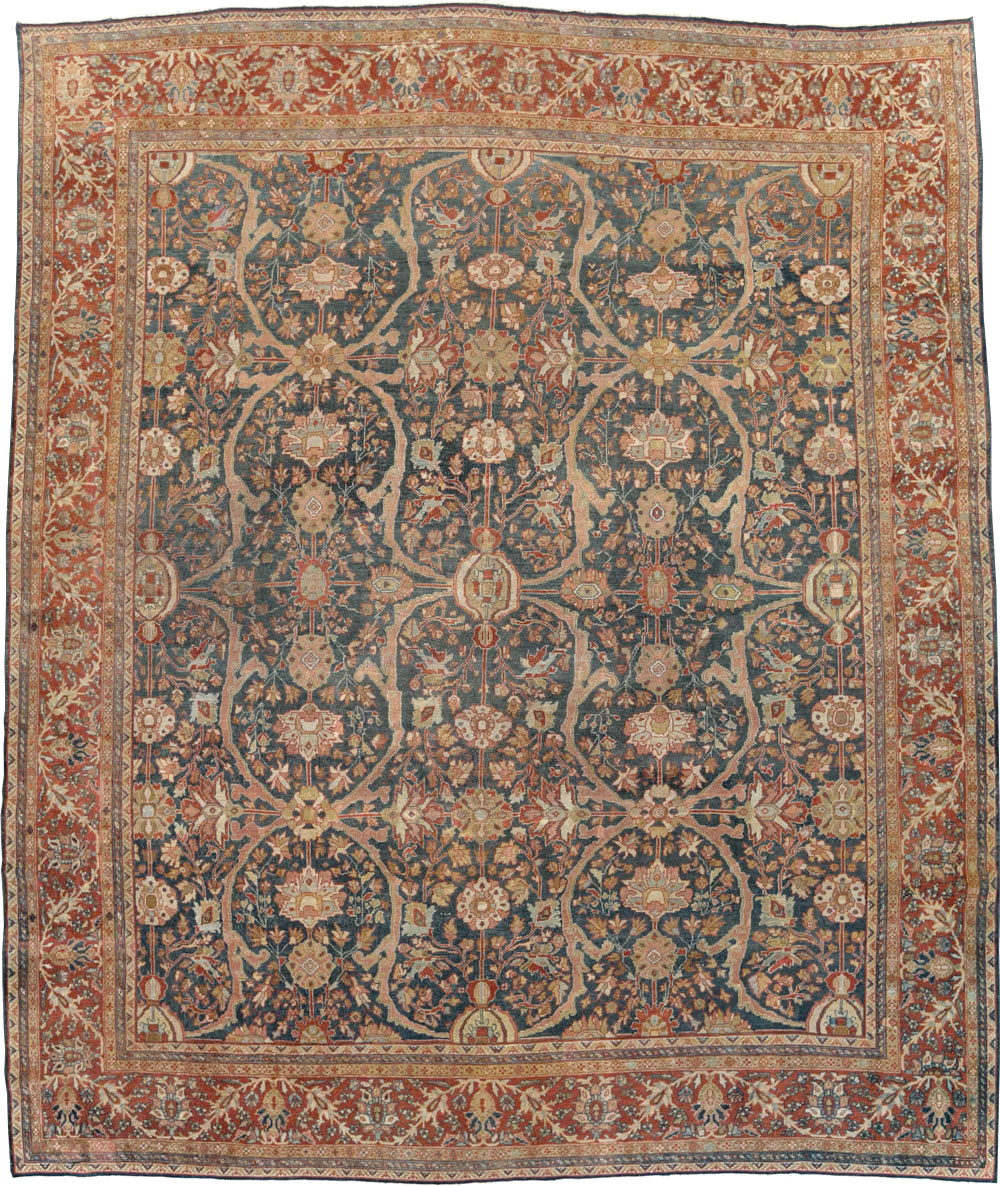 Antique Sarouk Fereghan Persian Room Size Carpet, No.24324 - Staging