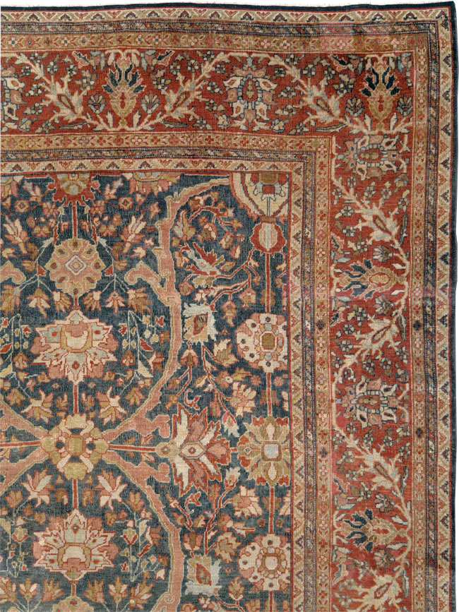 Antique Sarouk Fereghan Persian Room Size Carpet, No.24324 - Staging
