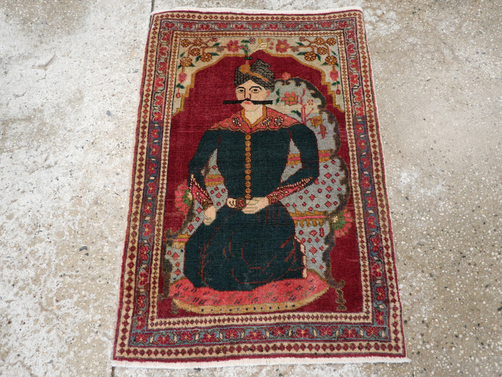 Antique Persian Tabriz Pictorial Rug (Pair: 1 of 2), No.24328 - Staging