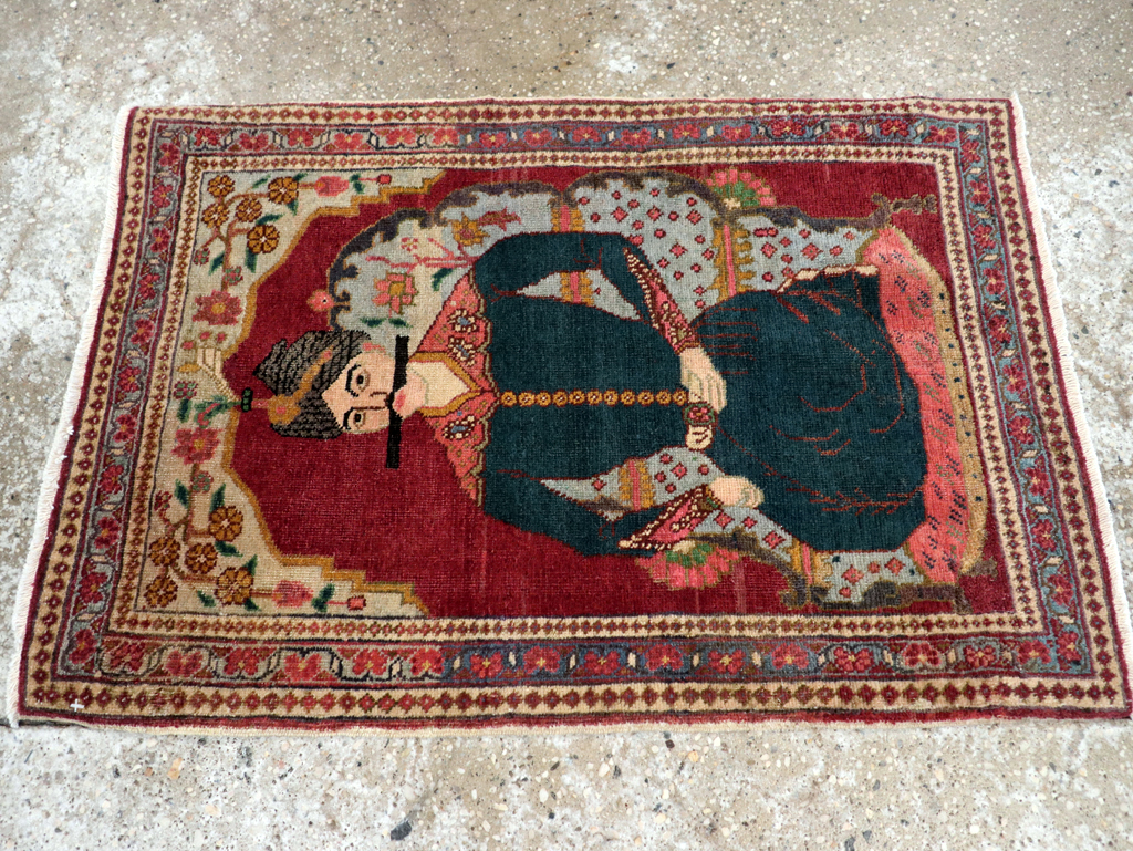 Antique Persian Tabriz Pictorial Rug (Pair: 1 of 2), No.24328 - Staging