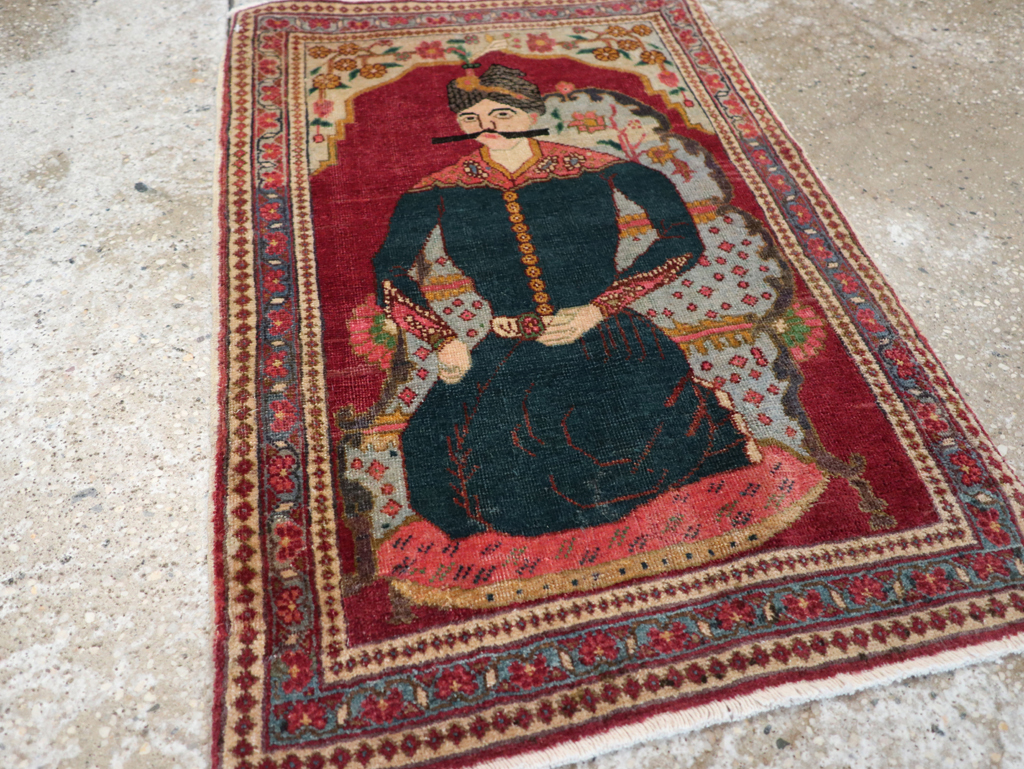 Antique Persian Tabriz Pictorial Rug (Pair: 1 of 2), No.24328 - Staging