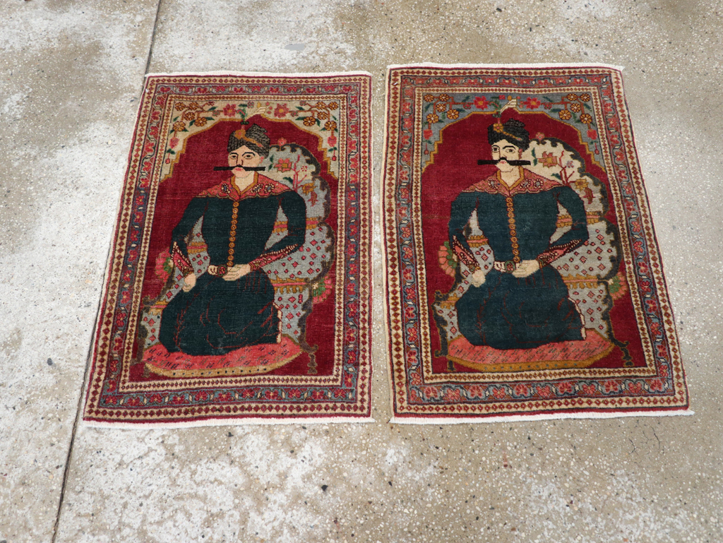 Antique Persian Tabriz Pictorial Rug (Pair: 1 of 2), No.24328 - Staging