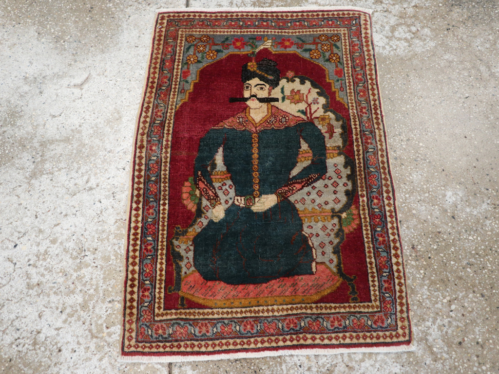 Antique Persian Tabriz Pictorial Rug (Pair: 2 of 2), No.24329 - Staging