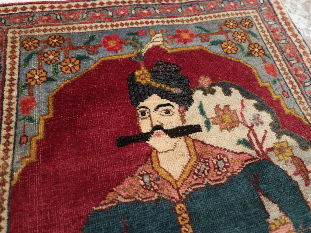 Antique Persian Tabriz Pictorial Rug (Pair: 2 of 2), No.24329 - Staging