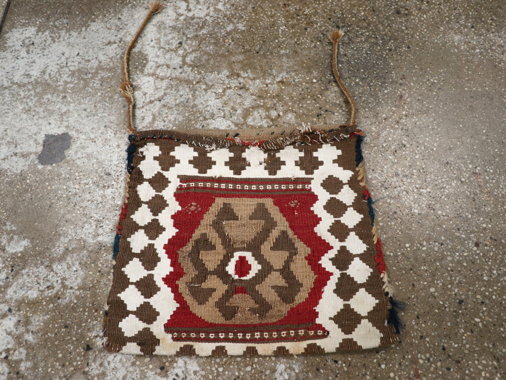 Vintage Persian Flatweave Kilim Bag, No.24349 - Staging
