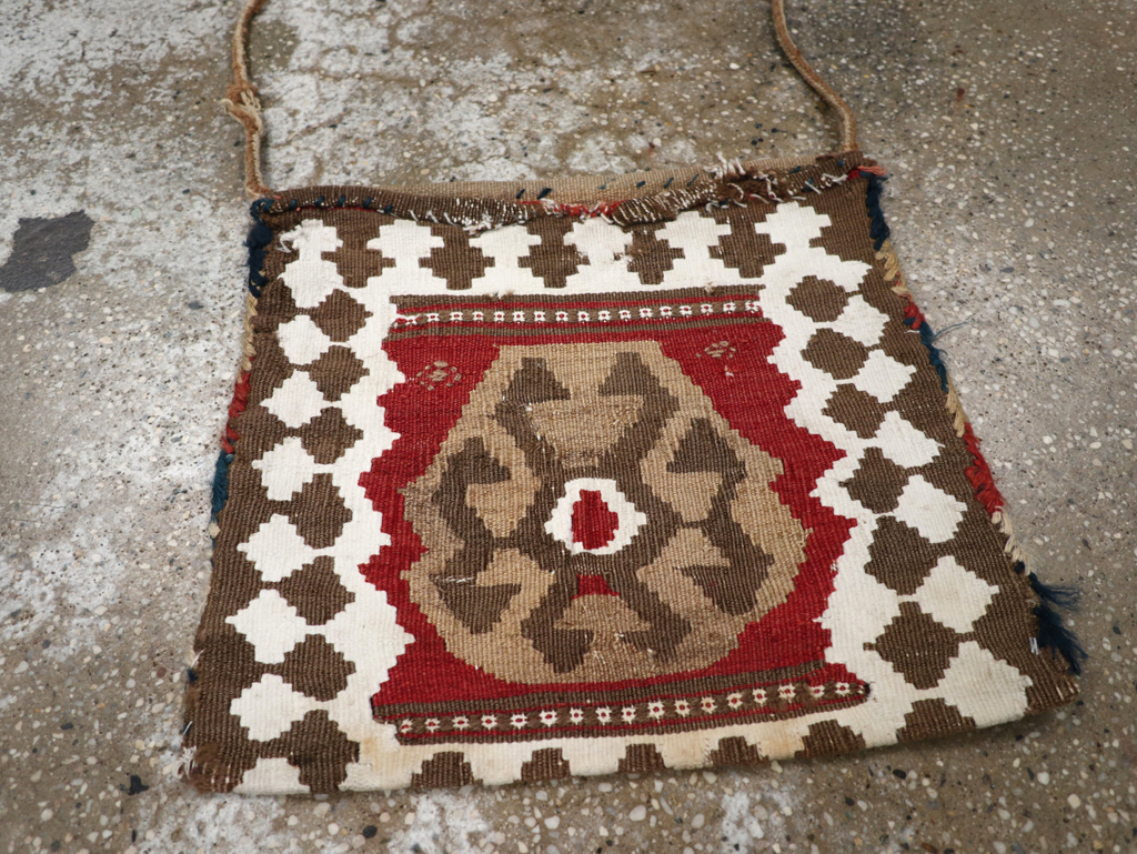 Vintage Persian Flatweave Kilim Bag, No.24349 - Staging