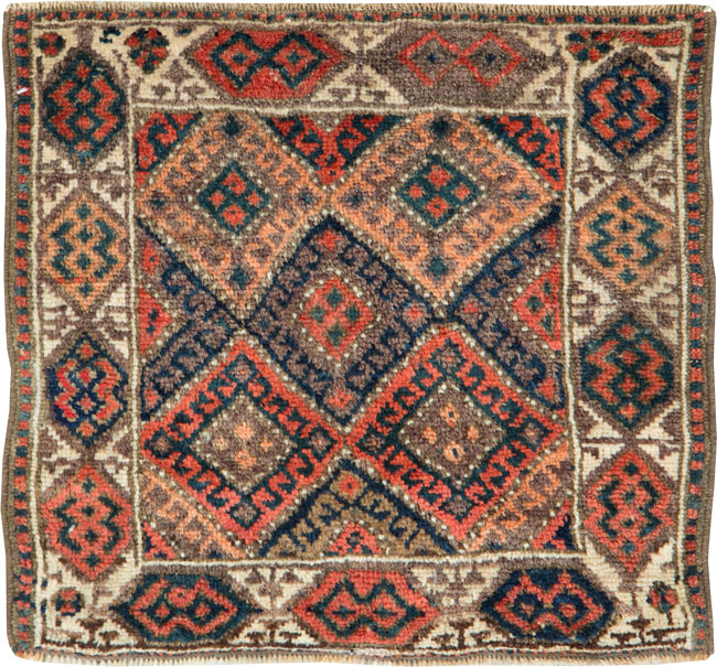 Antique Northwest Persian Square Throw Rug, No.24353 - Staging