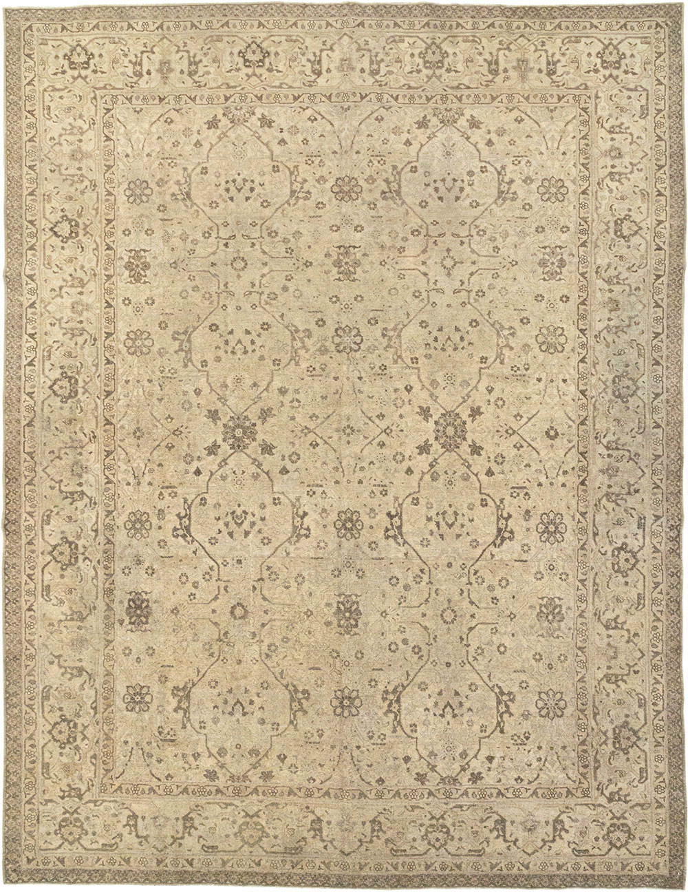 Antique Persian Tabriz Room Size Carpet, No.24379 - Staging