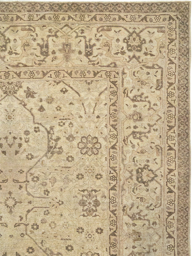 Antique Persian Tabriz Room Size Carpet, No.24379 - Staging