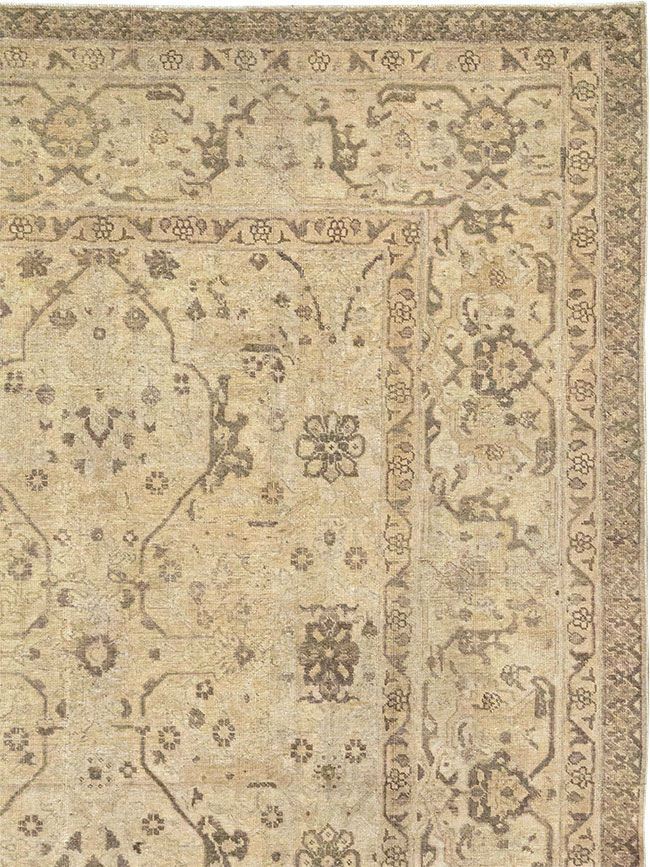 Antique Persian Tabriz Room Size Carpet, No.24379 - Staging