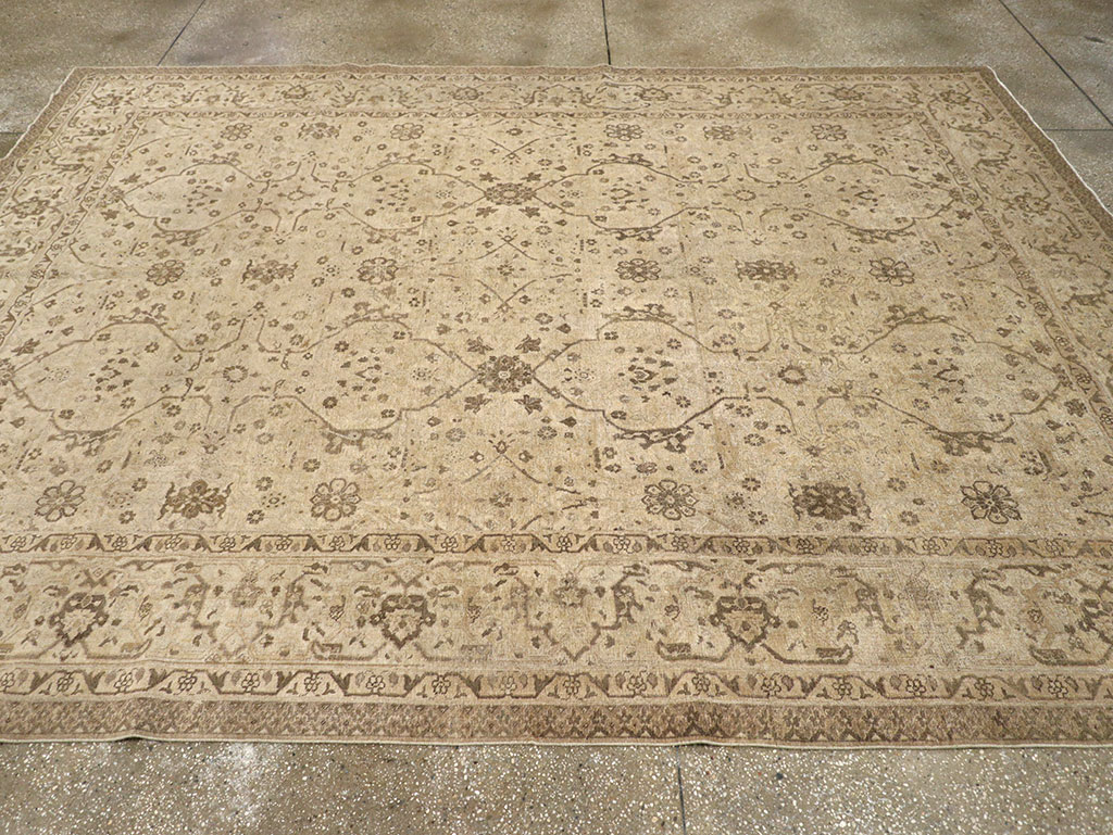 Antique Persian Tabriz Room Size Carpet, No.24379 - Staging