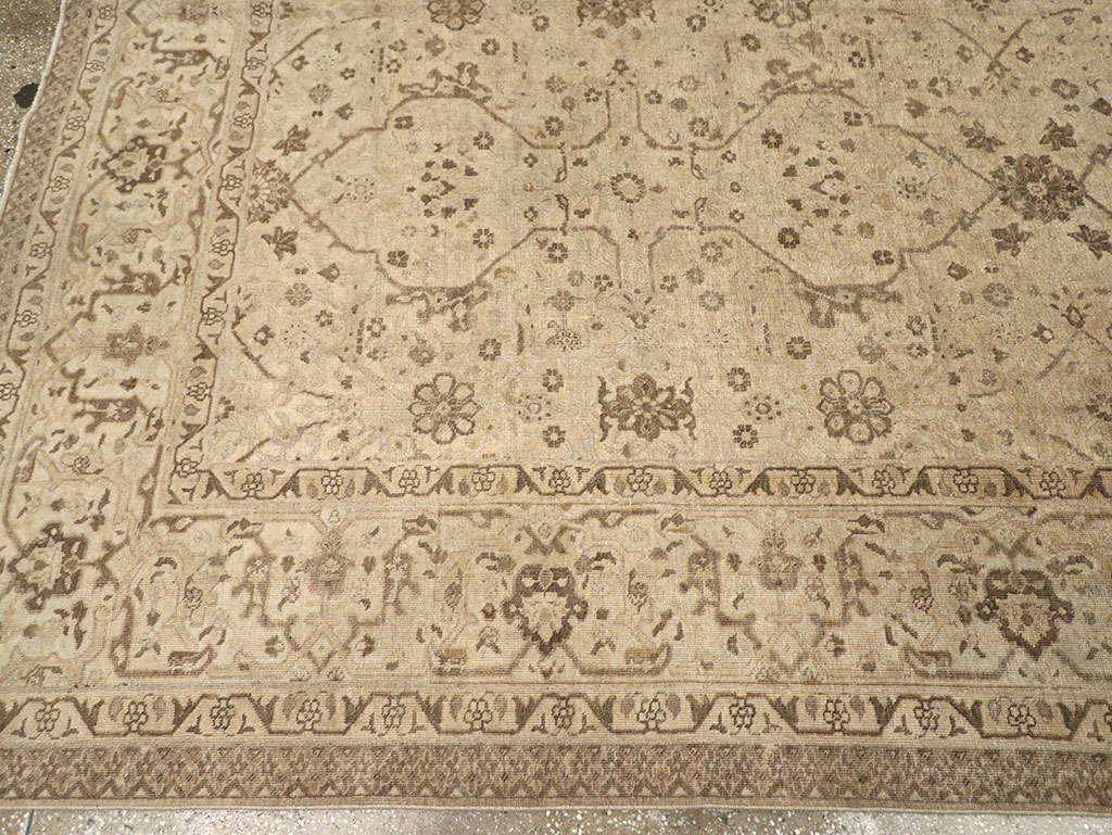 Antique Persian Tabriz Room Size Carpet, No.24379 - Staging