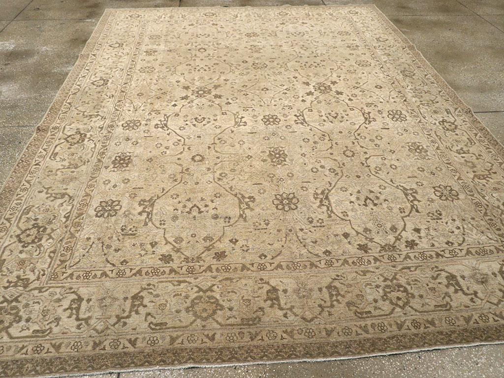 Antique Persian Tabriz Room Size Carpet, No.24379 - Staging