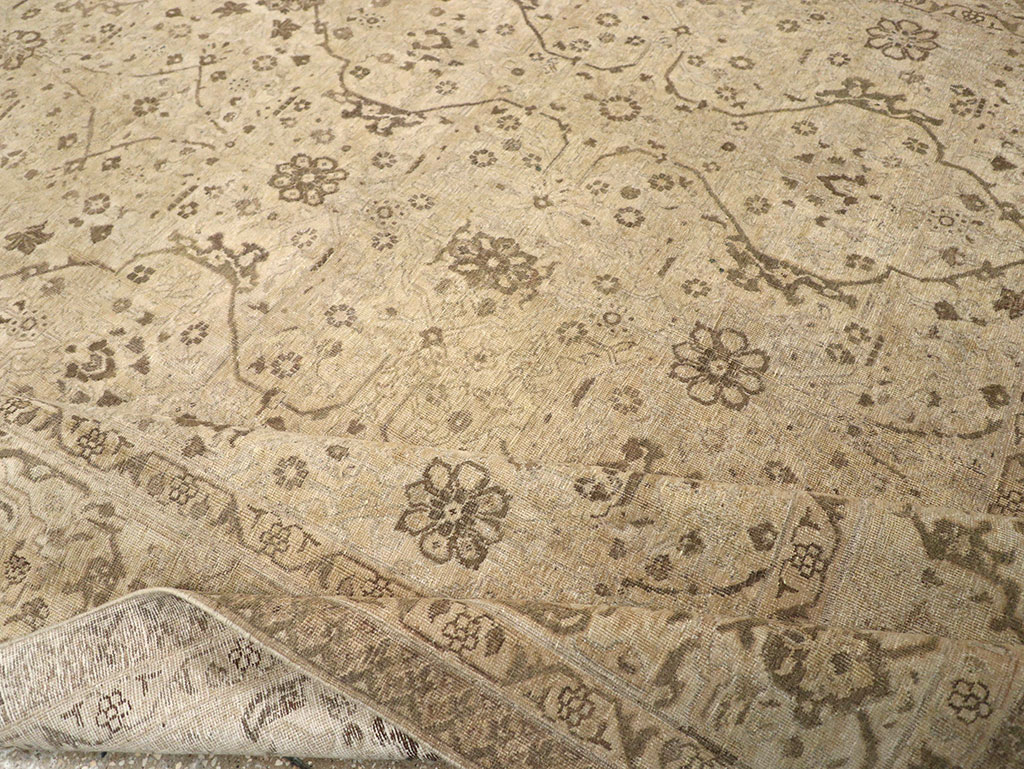 Antique Persian Tabriz Room Size Carpet, No.24379 - Staging