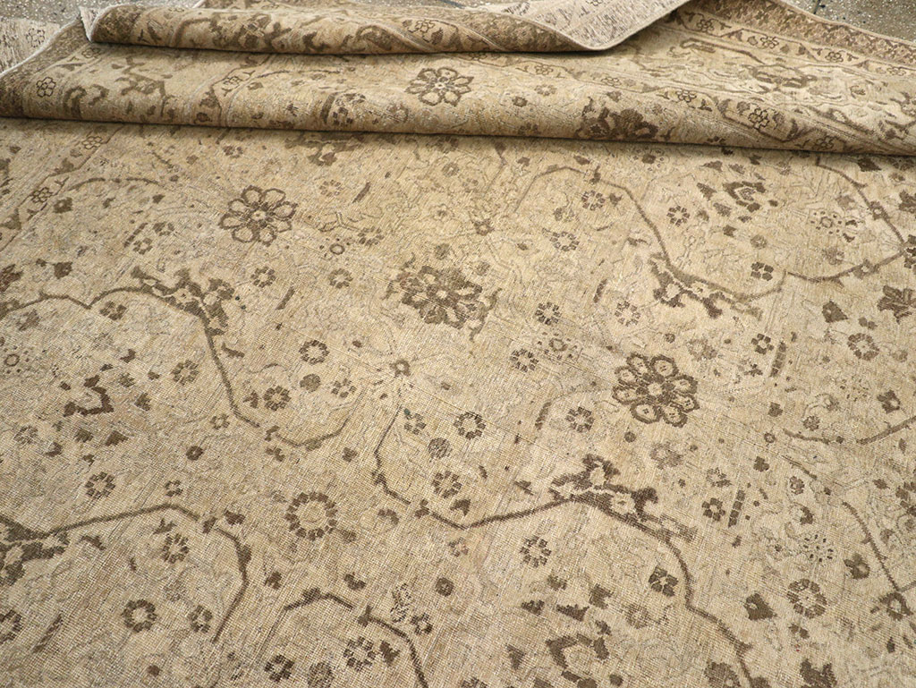 Antique Persian Tabriz Room Size Carpet, No.24379 - Staging