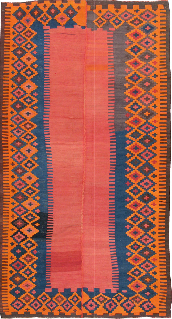 Antique Turkish Flat-weave Kilim, No.24380 - Staging