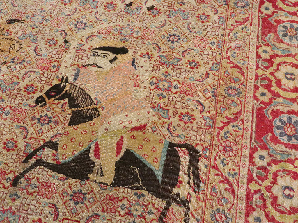 Antique Persian Tabriz Pictorial Rug, No.24381 - Staging