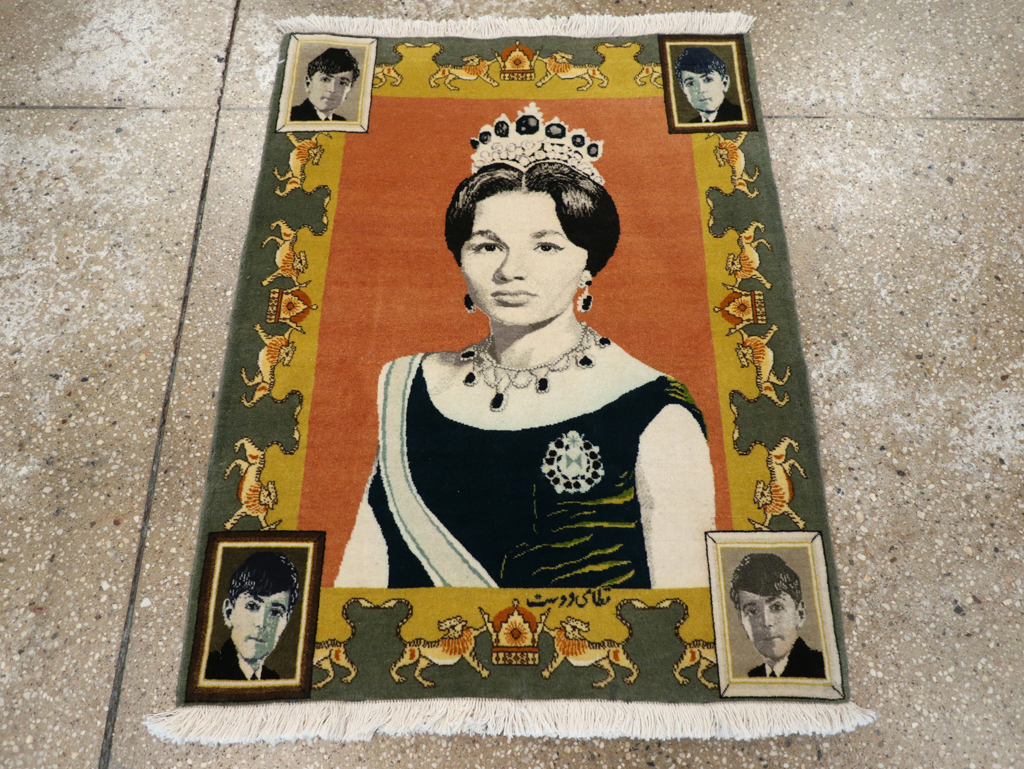 Vintage Persian Tabriz Pictorial Rug, No.24385 - Staging