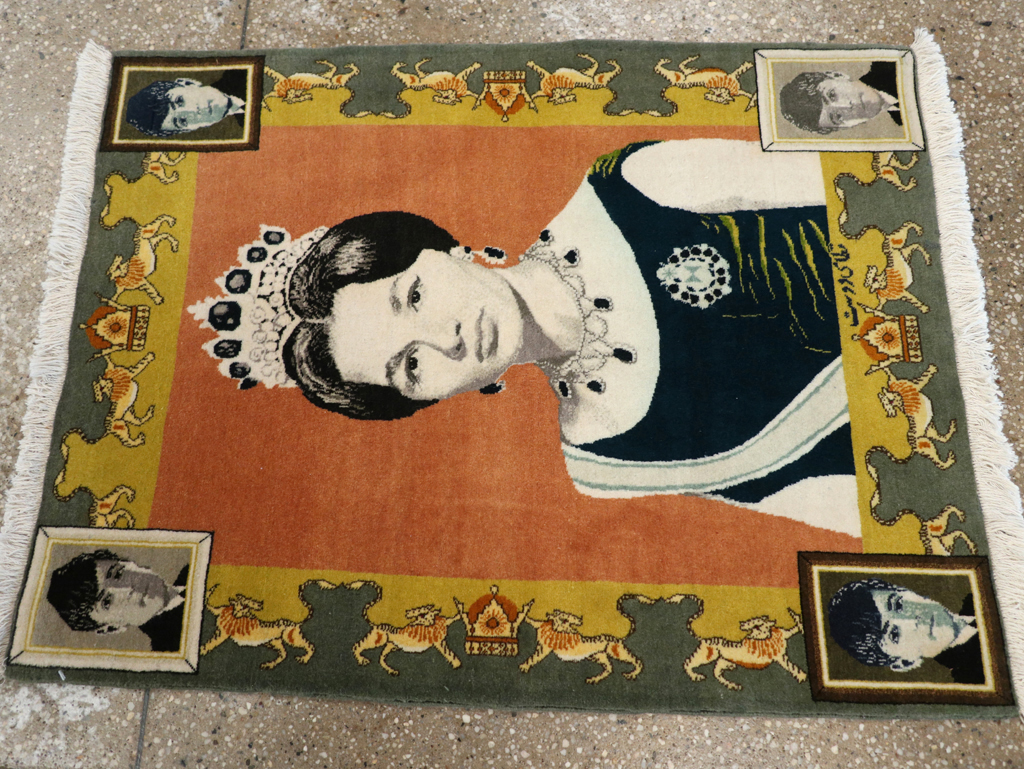 Vintage Persian Tabriz Pictorial Rug, No.24385 - Staging