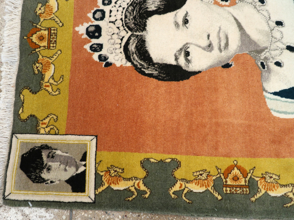 Vintage Persian Tabriz Pictorial Rug, No.24385 - Staging