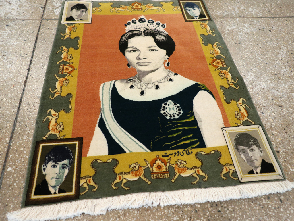 Vintage Persian Tabriz Pictorial Rug, No.24385 - Staging