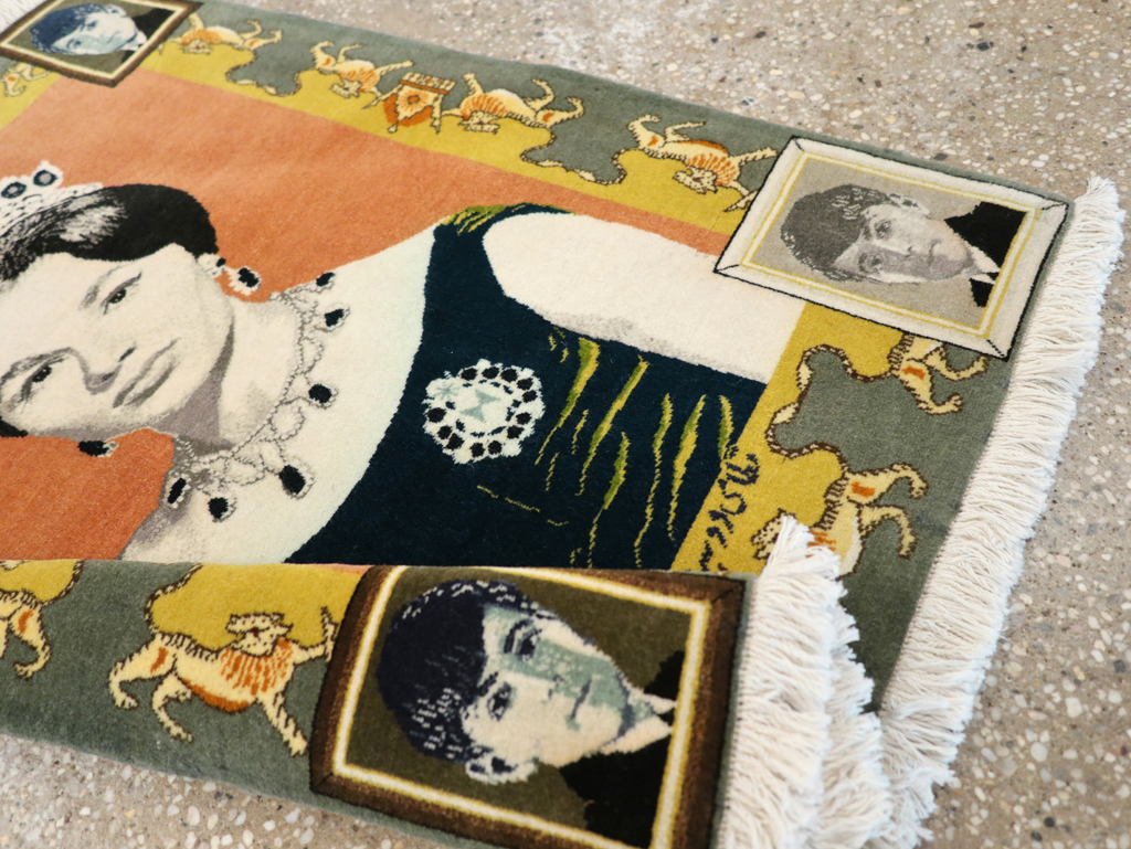 Vintage Persian Tabriz Pictorial Rug, No.24385 - Staging