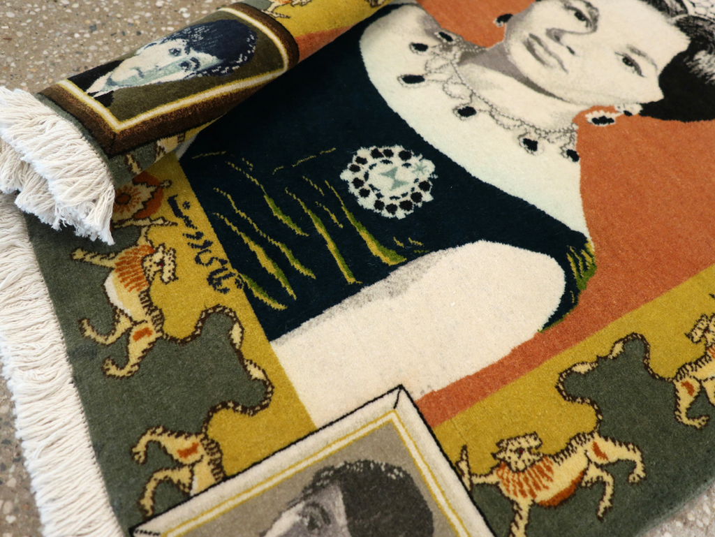 Vintage Persian Tabriz Pictorial Rug, No.24385 - Staging