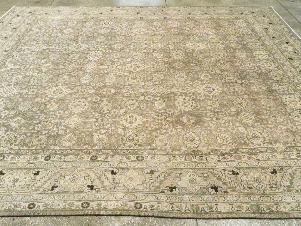 Vintage Persian Tabriz Room Size Carpet, No.24390 - Staging