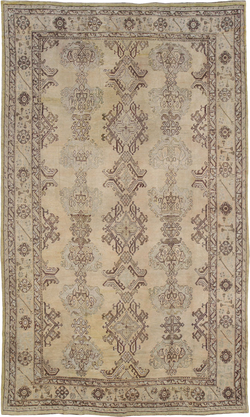 Antique Turkish Oushak Rug, No.24396 - Staging