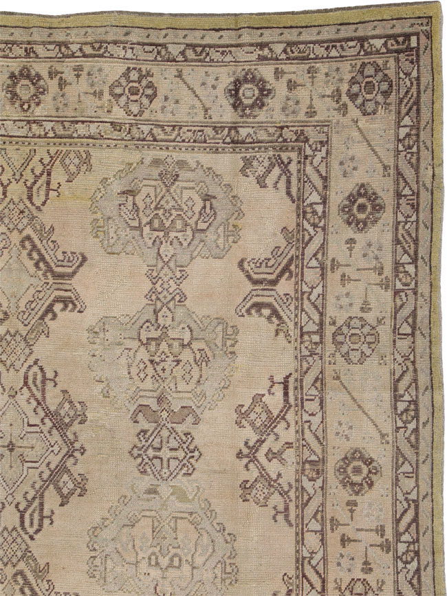 Antique Turkish Oushak Rug, No.24396 - Staging