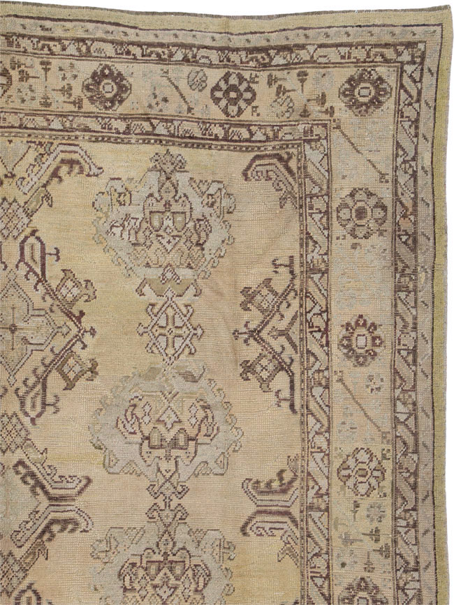 Antique Turkish Oushak Rug, No.24396 - Staging
