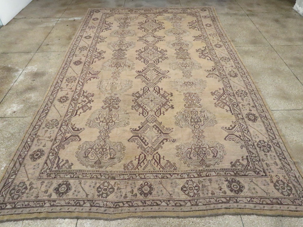 Antique Turkish Oushak Rug, No.24396 - Staging