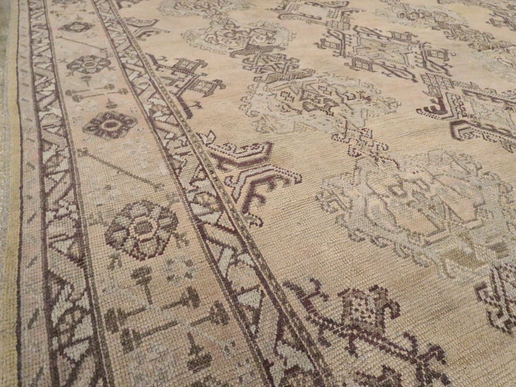 Antique Turkish Oushak Rug, No.24396 - Staging