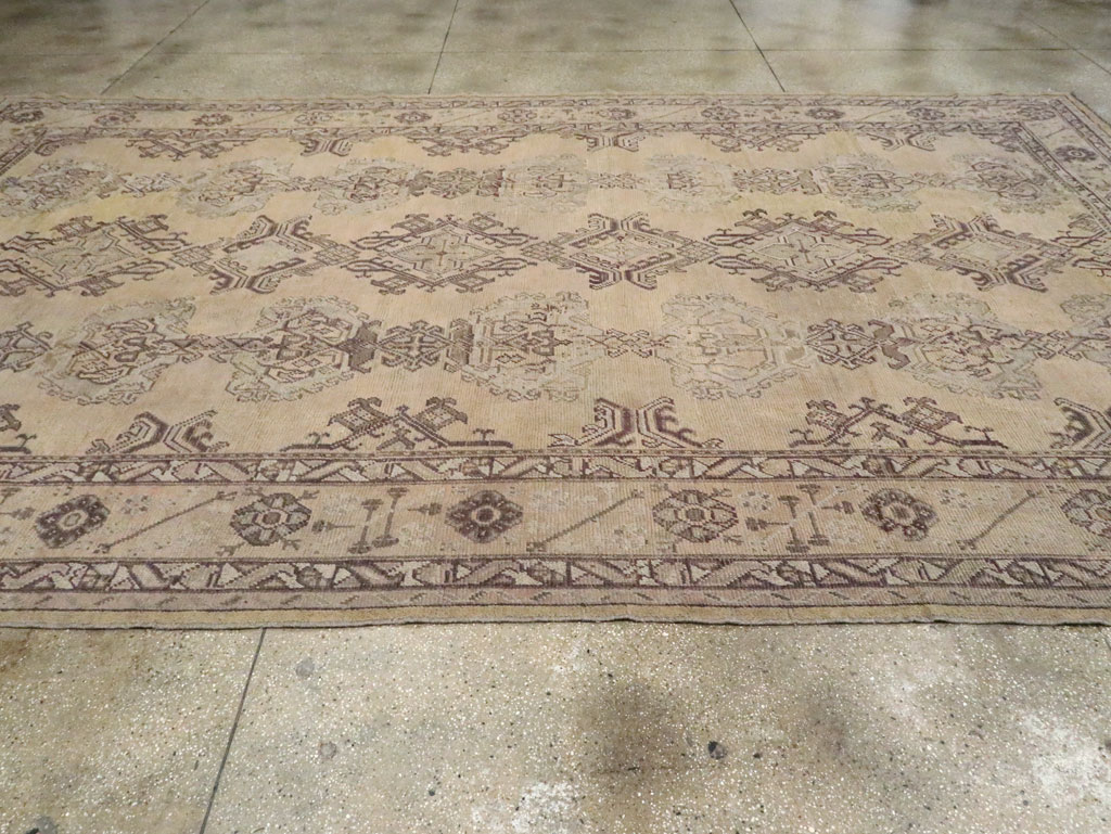 Antique Turkish Oushak Rug, No.24396 - Staging