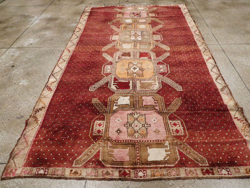Vintage Turkish Anatolian Gallery Carpet, No.24423 - Staging
