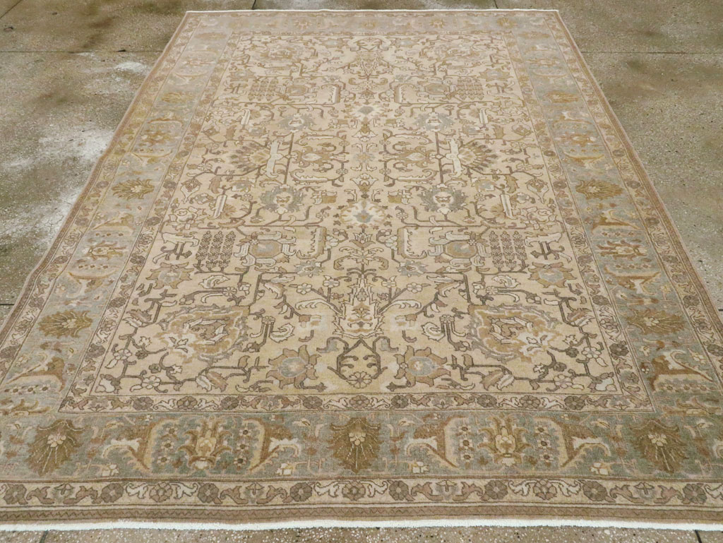 Vintage Persian Tabriz Accent Carpet, No.24440 - Staging