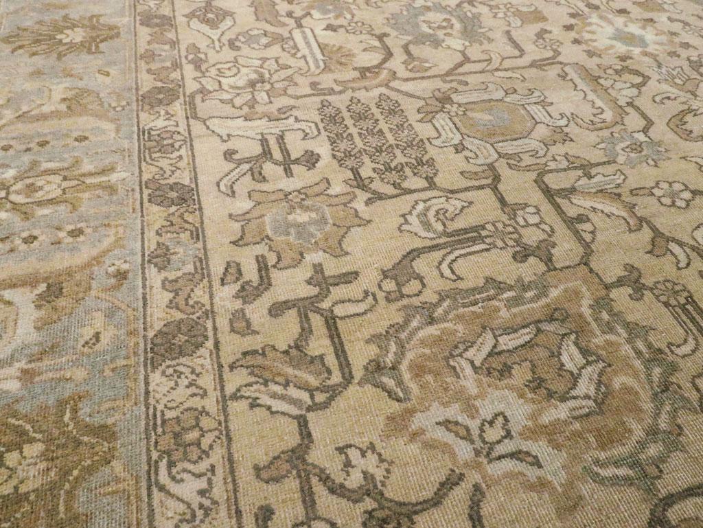 Vintage Persian Tabriz Accent Carpet, No.24440 - Staging